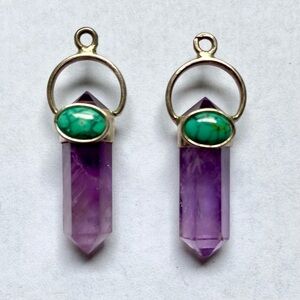 Amethyst and Turquoise Earrings or Pendants